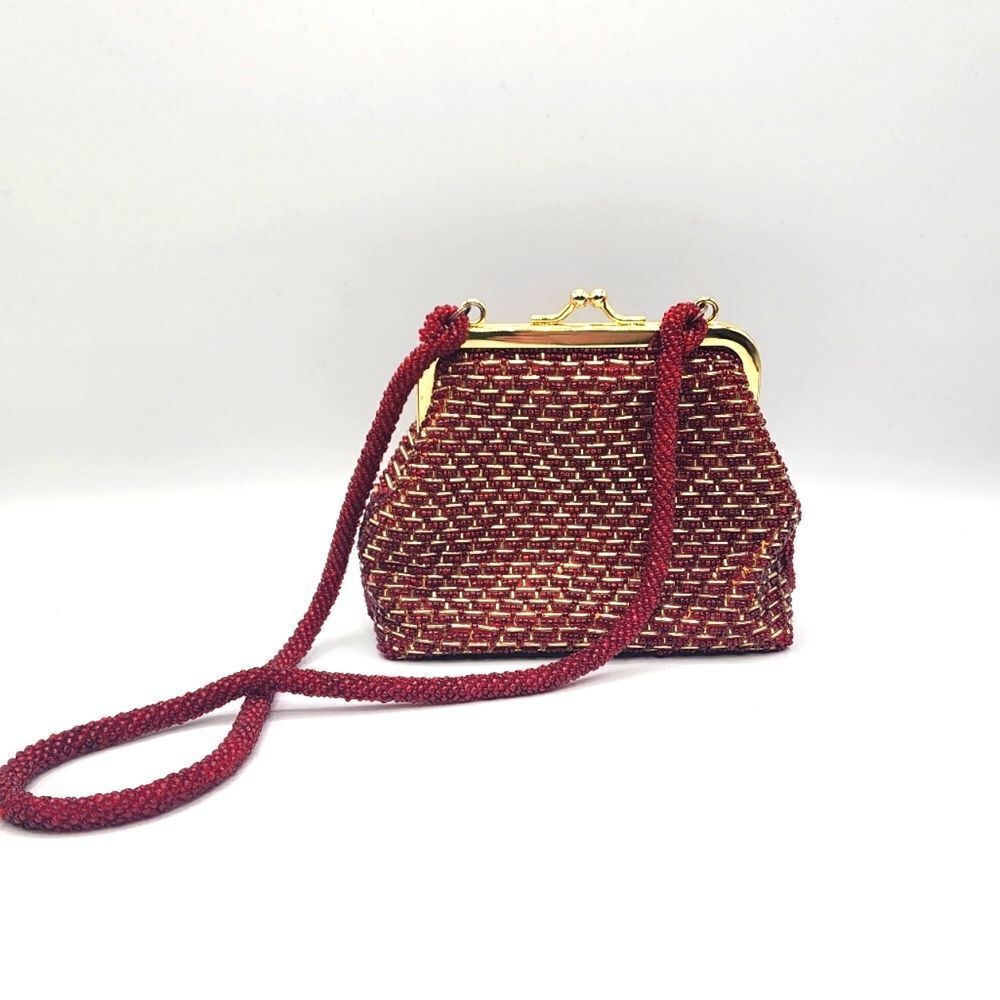 Inge Christopher red & gold beaded bag